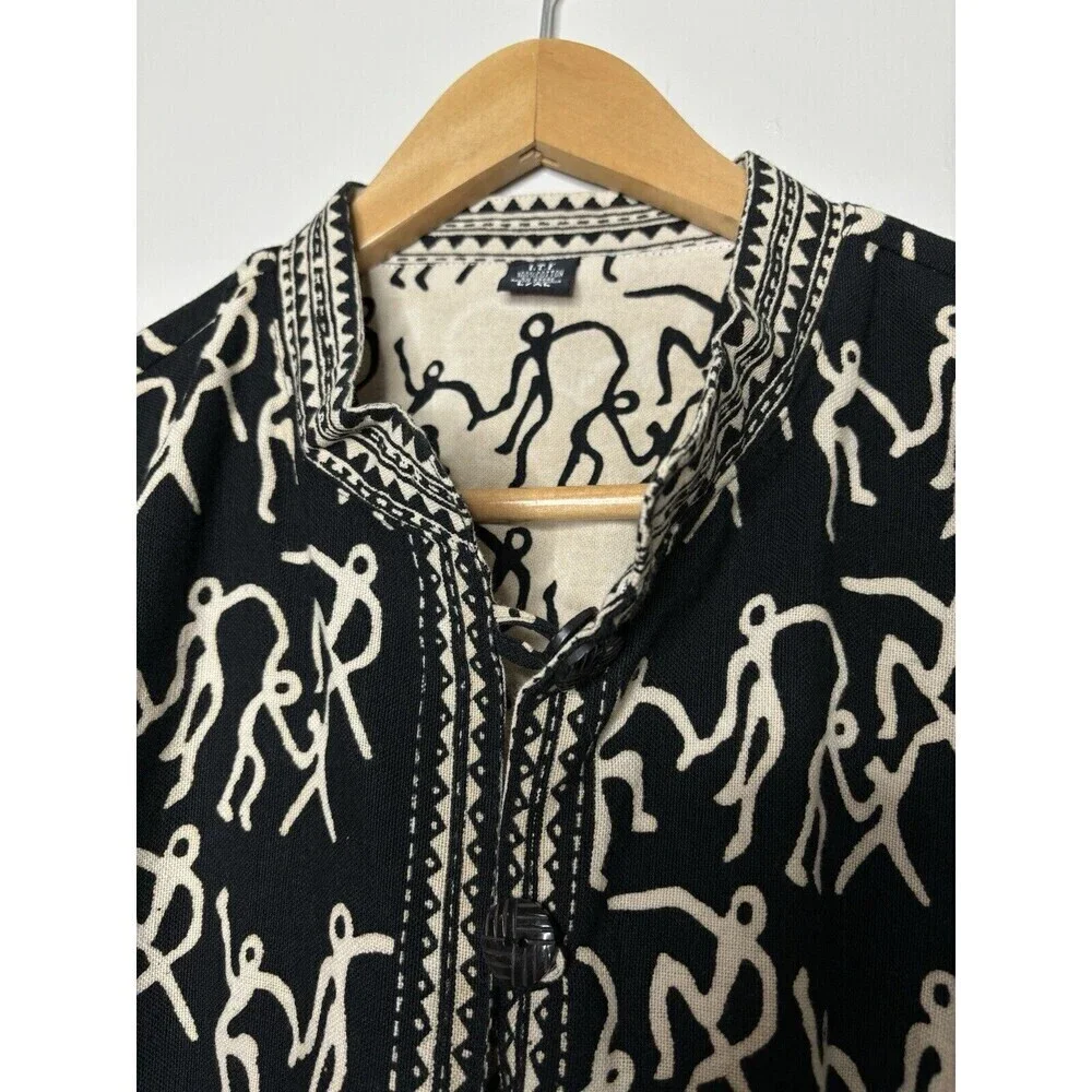 VTG Sam Hilu Art to Wear Jacket Reversible Tribal Button Up Women’s Size L/XL